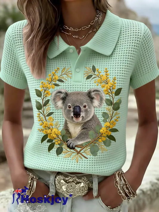 Women’s Australian Koala Art Printed T-shirt Green / S