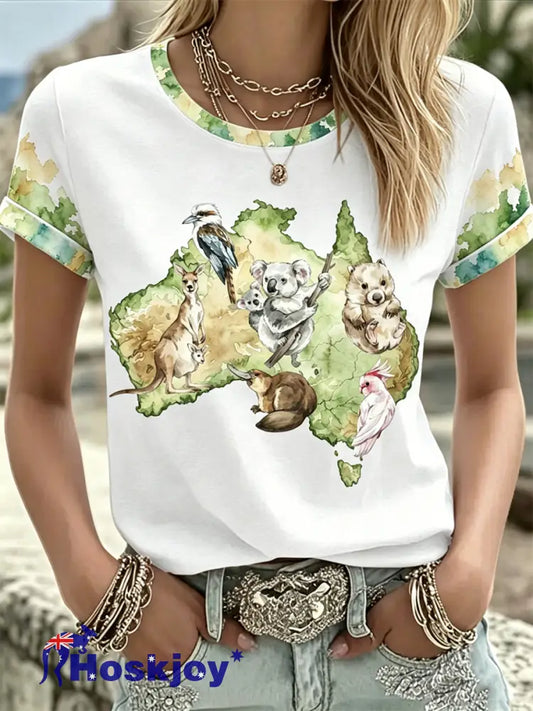 Women’s Australian Koala kangaroo Print short-sleeved T-shirt - As picture / S