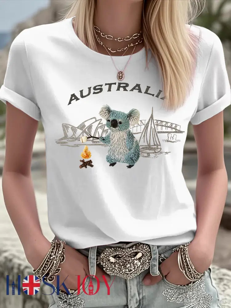 Women’s Australian Koala Print short-sleeved T-shirt White / S