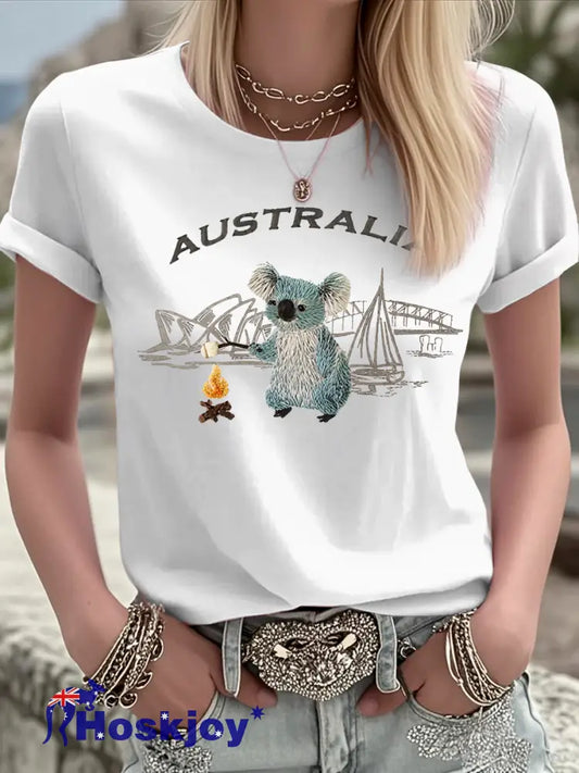 Women’s Australian Koala Print short-sleeved T-shirt White / S