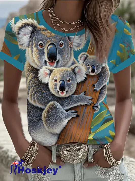 Women’s Australian koala printed short-sleeved T-shirt As picture / S