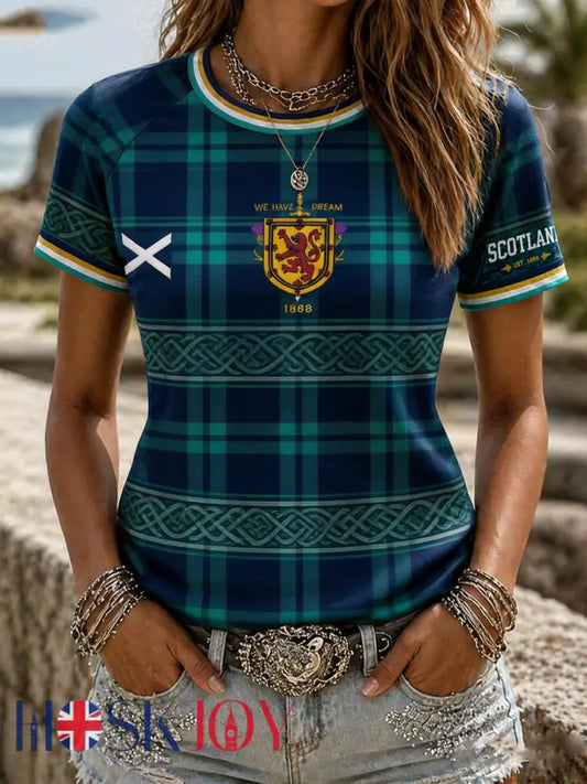 Women’s British Football Celtic Print round neck short sleeve T-shirt - As picture / S