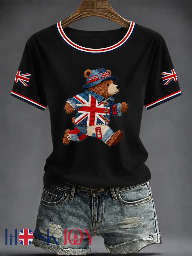 Women’s British Printed T-shirt - Black / S