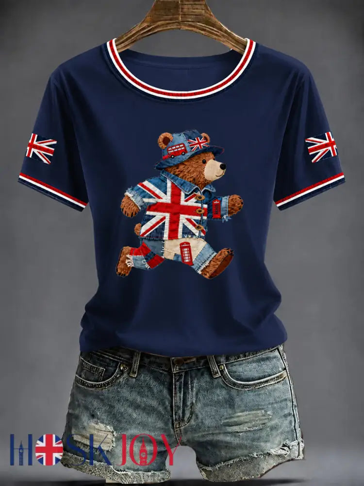 Women’s British Printed T-shirt - Dark Blue / S