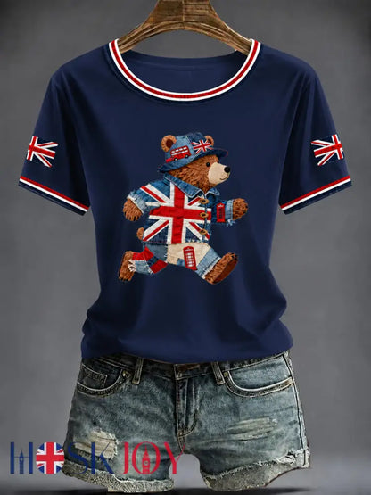 Women’s British Printed T-shirt - Dark Blue / S