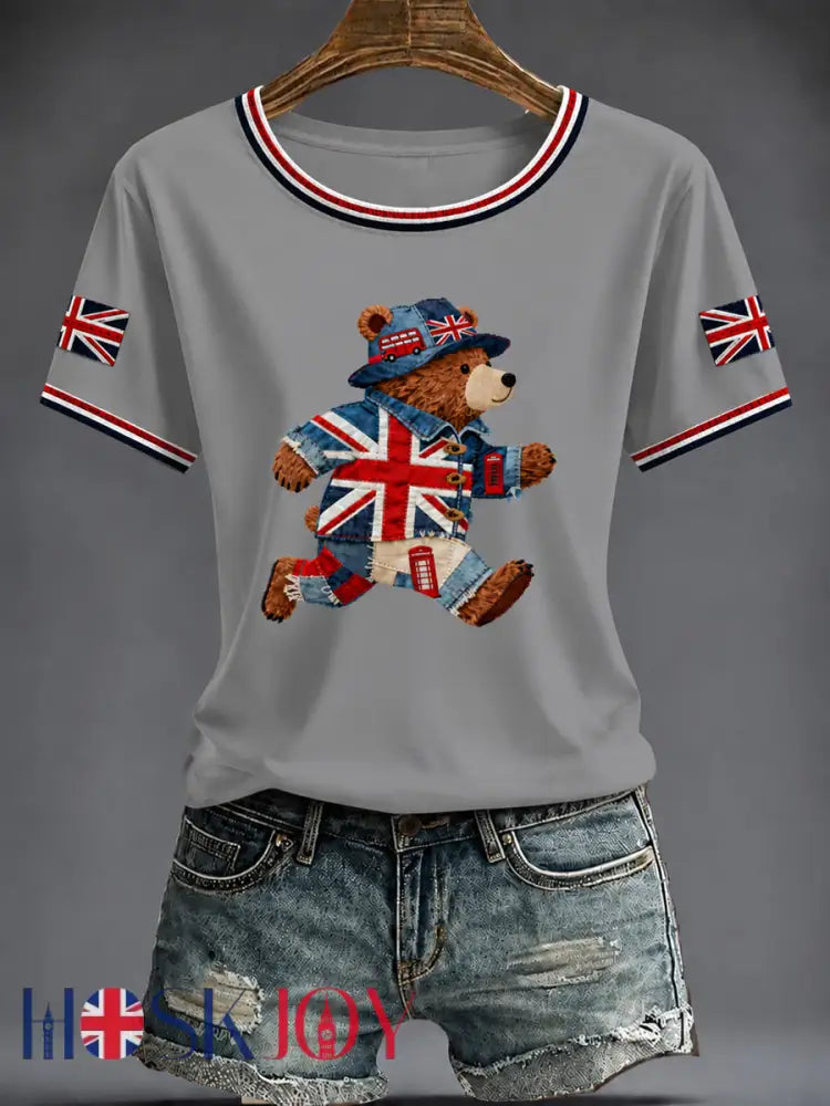Women’s British Printed T-shirt - Gray / S