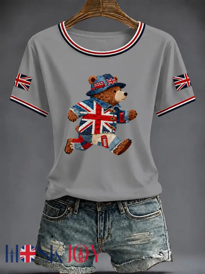 Women’s British Printed T-shirt - Gray / S