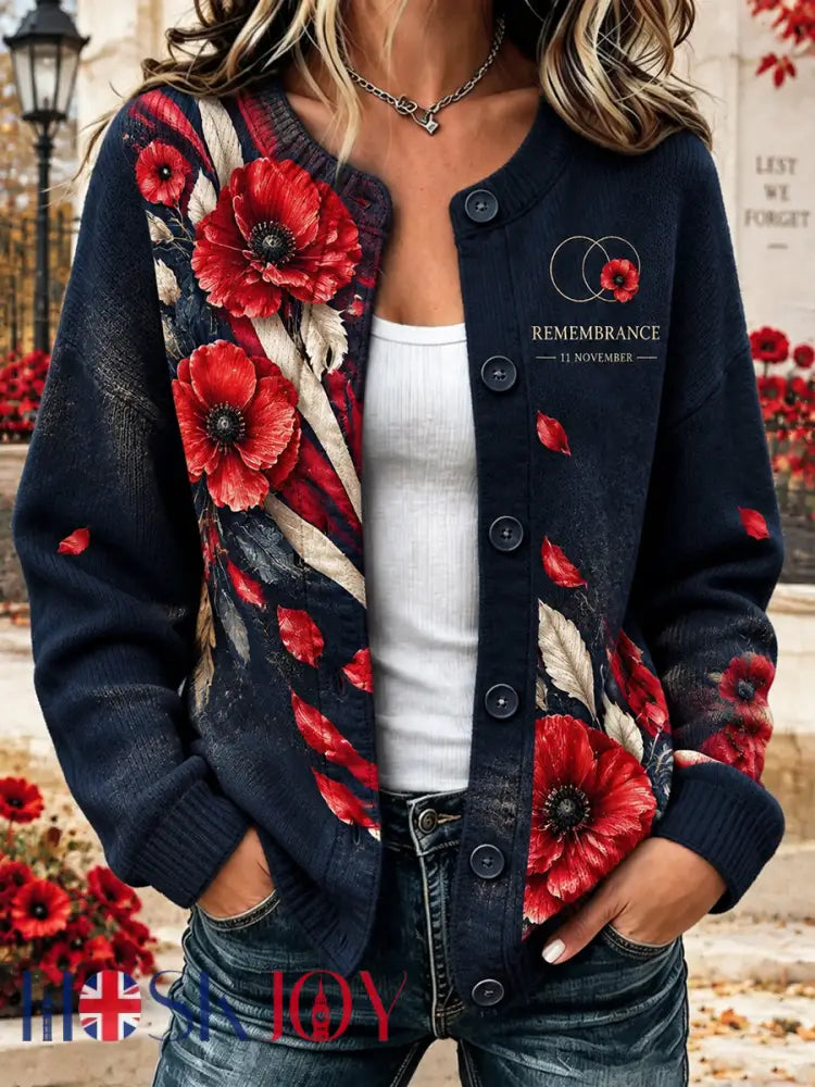 Women’s British Remembrance Day Printed Waffle Coat - A / S