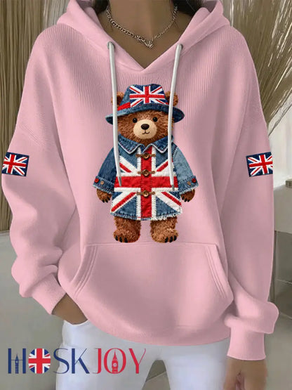 Women’s British style Print Casual Hoodie - Pink / S