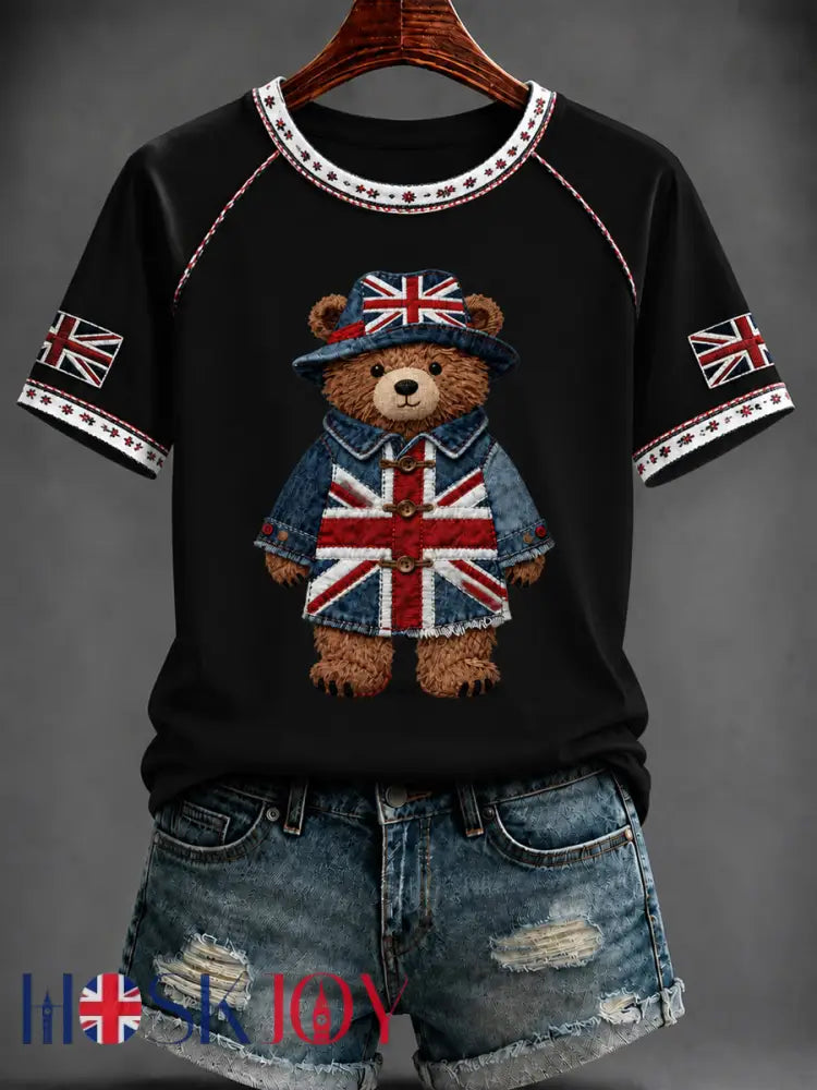 Women’s British Style Printed T-shirt - Black / S