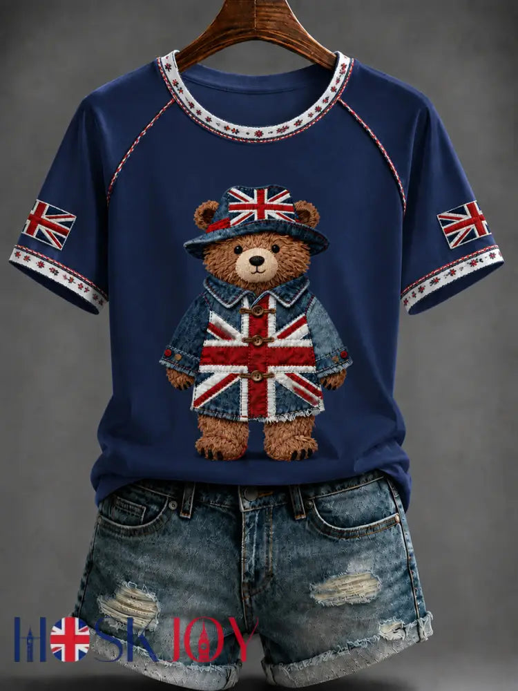 Women’s British Style Printed T-shirt - Dark Blue / S