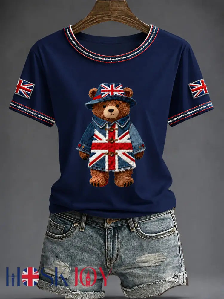 Women’s British Style Printed T-shirt - Dark Blue / S