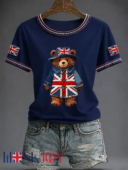 Women’s British Style Printed T-shirt - Dark Blue / S