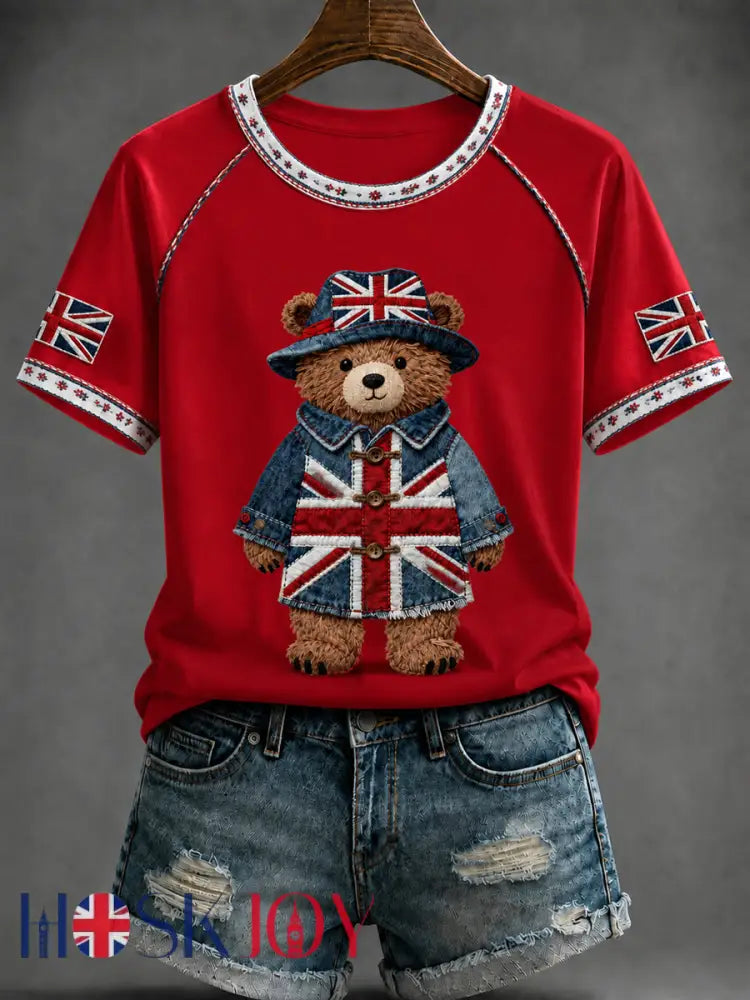 Women’s British Style Printed T-shirt - Red / S