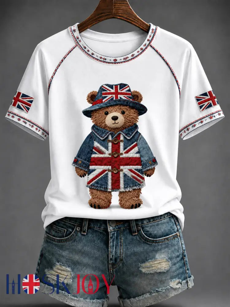 Women’s British Style Printed T-shirt - White / S