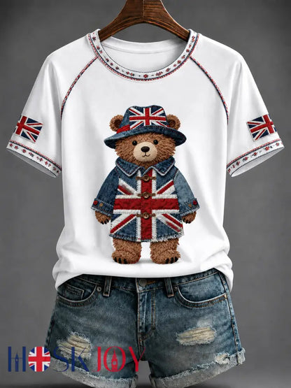 Women’s British Style Printed T-shirt - White / S
