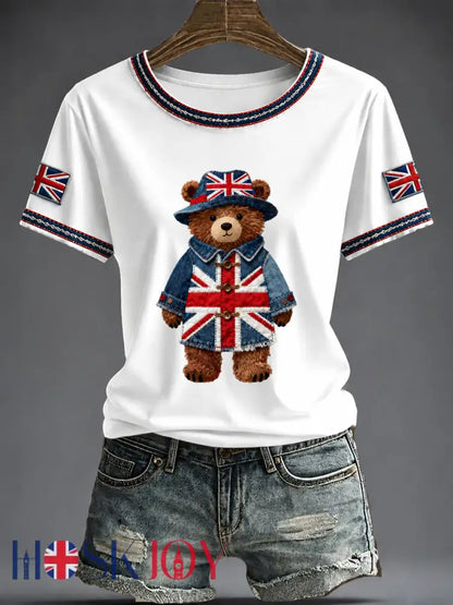 Women’s British Style Printed T-shirt - White / S