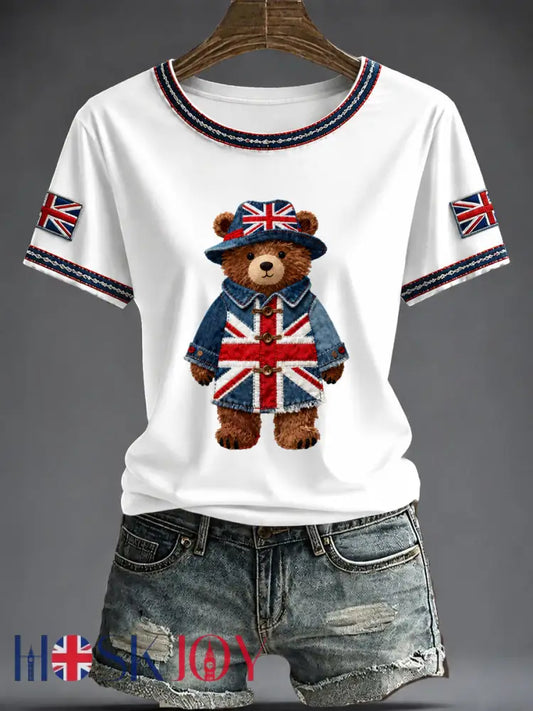 Women’s British Style Printed T-shirt - White / S