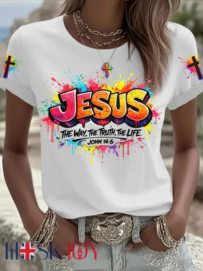 Women’s Christian Jesus Cross Short Sleeve T-shirt - White / S