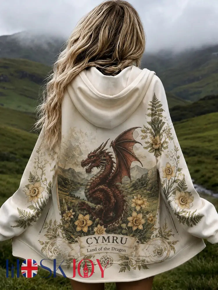 Women’s Creative British Welsh-Style Printed Zip-Up Hoodie - A / S