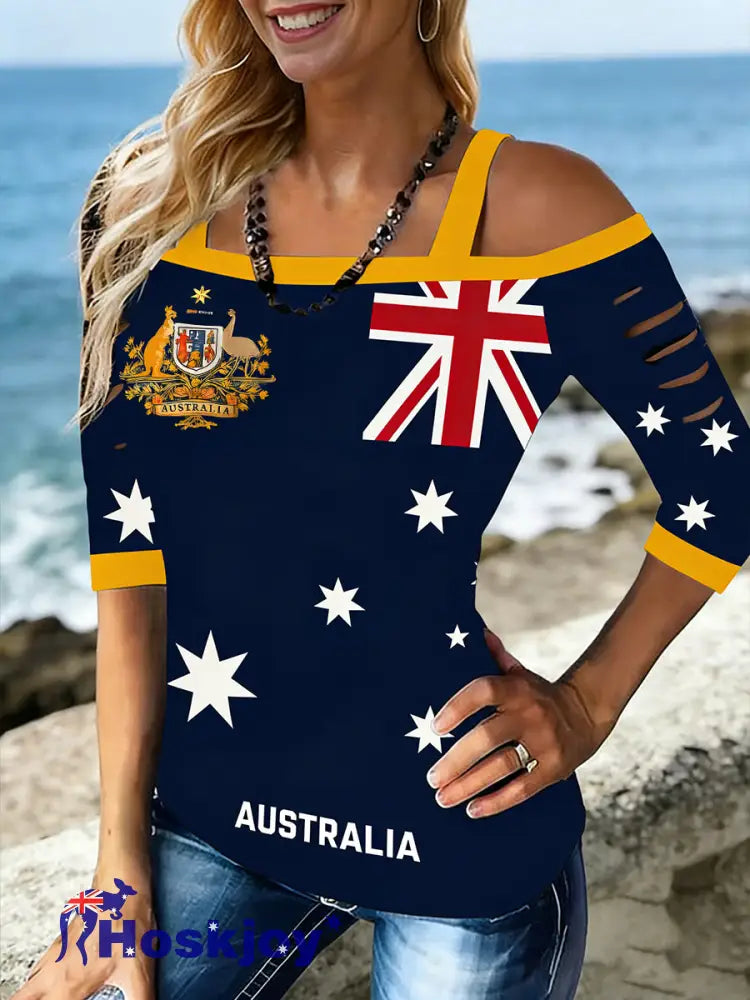 Women’s Cute Animal Print Denim Patchwork Comfortable Top A / S