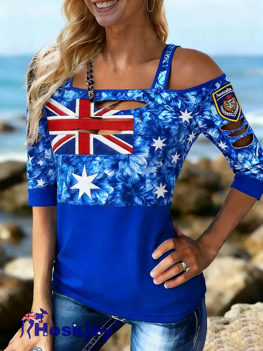 Women’s Cute Animal Print Denim Patchwork Comfortable Top A / S