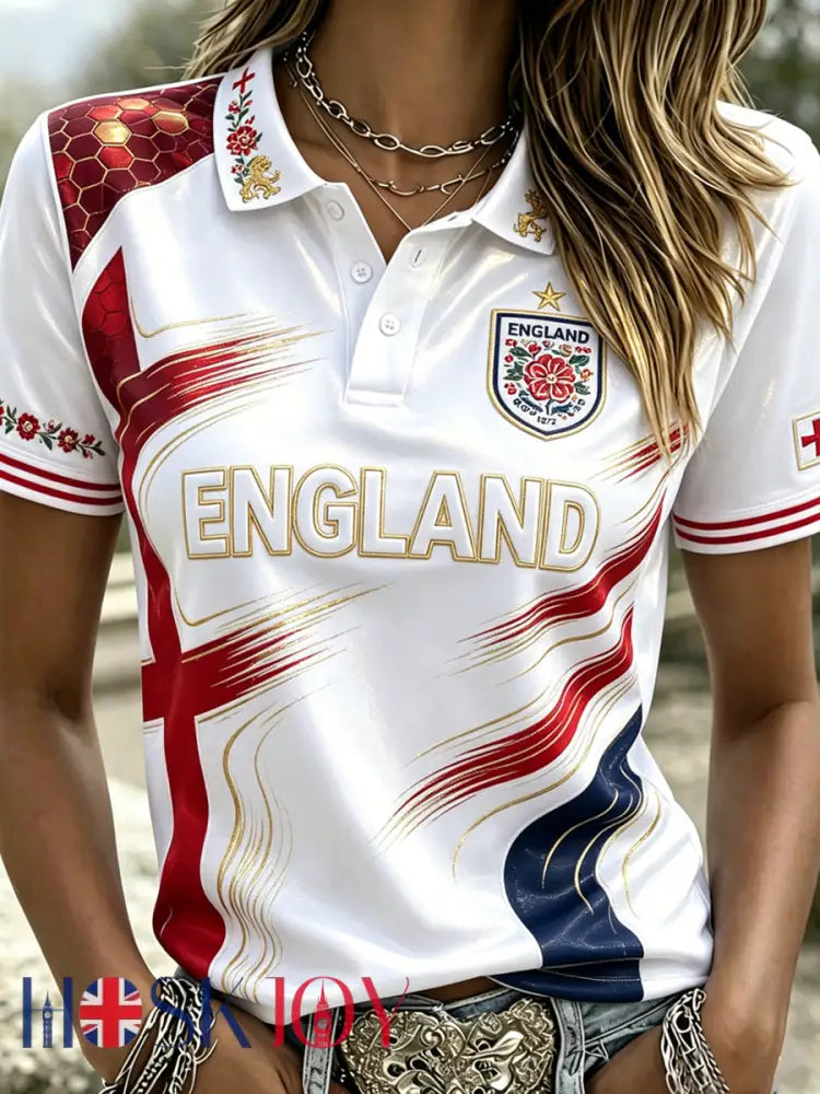 Women’s England Football Polo T-Shirt - A / S