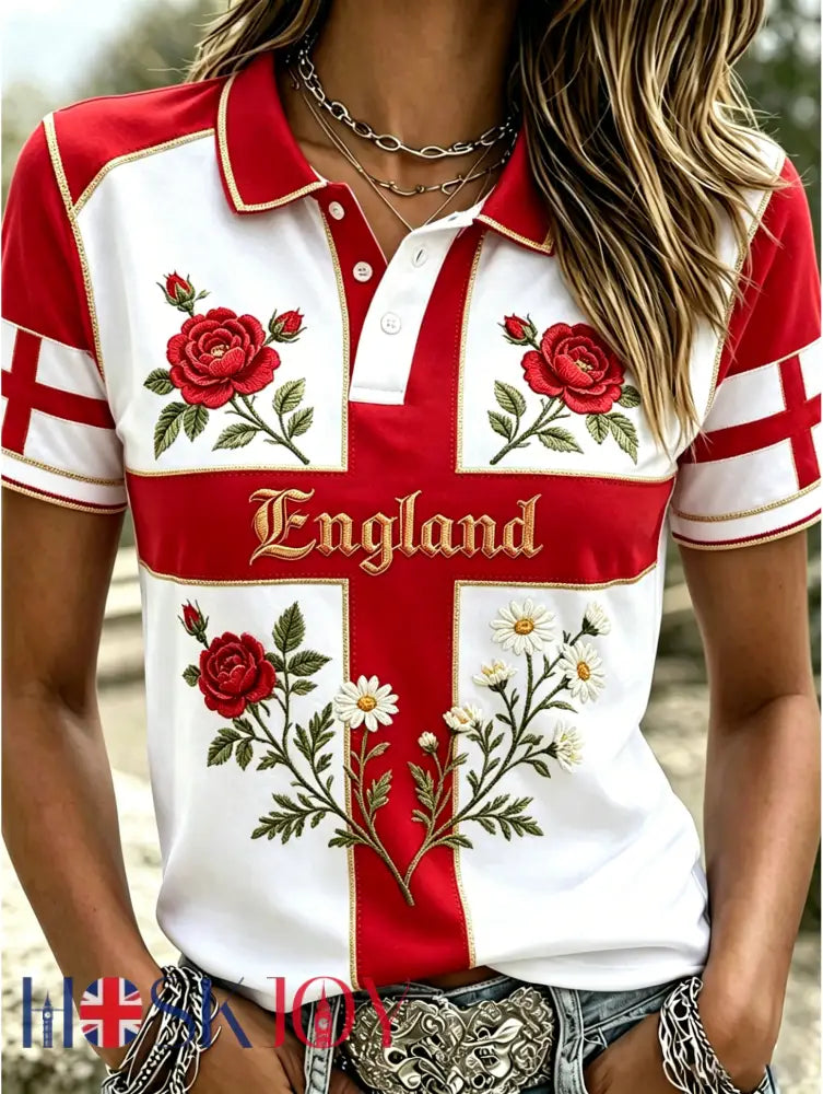 Women’s England Football Polo T-Shirt - A / S