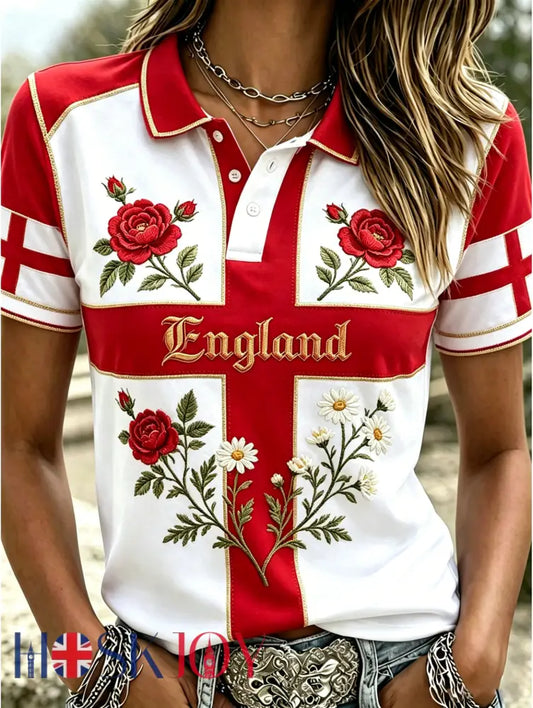Women’s England Football Polo T-Shirt - A / S