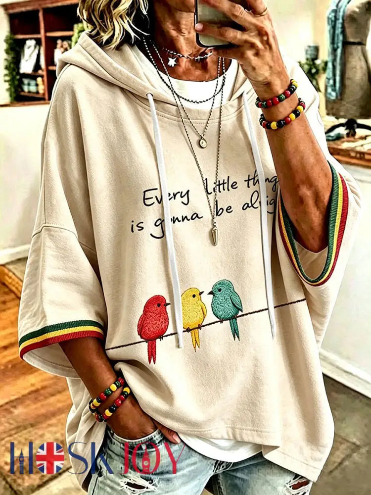 Women’s Every Little Thing Is Gonna Be All Right Hoodie - Apricot / S