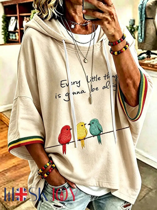 Women’s Every Little Thing Is Gonna Be All Right Hoodie - Apricot / S