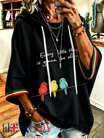 Women’s Every Little Thing Is Gonna Be All Right Hoodie - Black / S