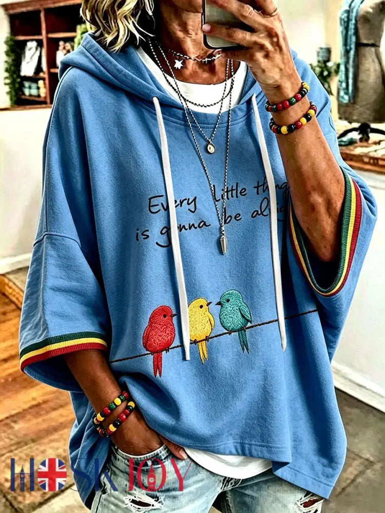 Women’s Every Little Thing Is Gonna Be All Right Hoodie - Blue / S