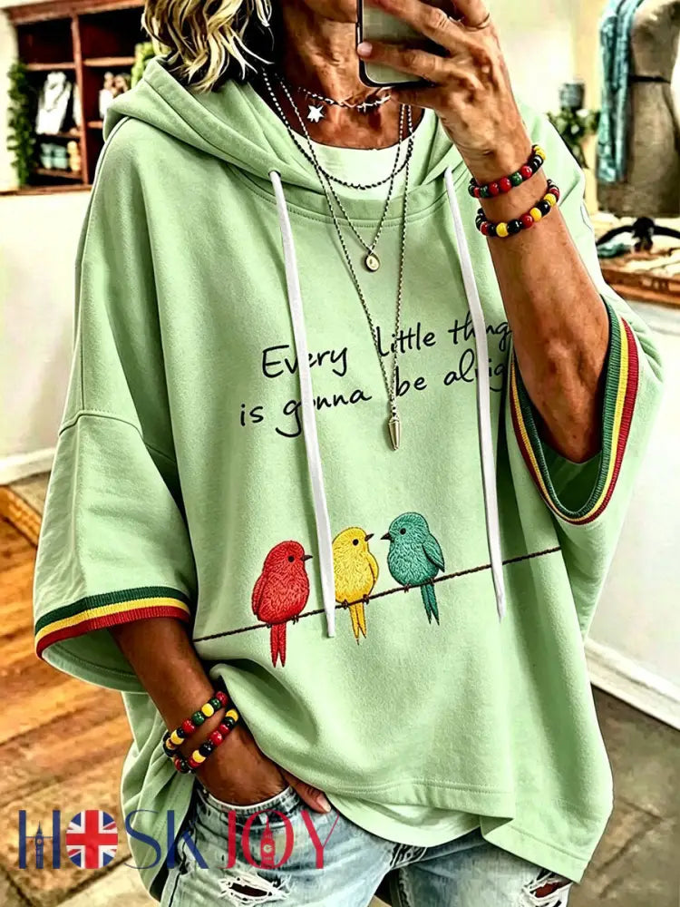 Women’s Every Little Thing Is Gonna Be All Right Hoodie - Green / S