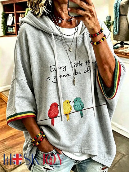 Women’s Every Little Thing Is Gonna Be All Right Hoodie - Light Gray / S