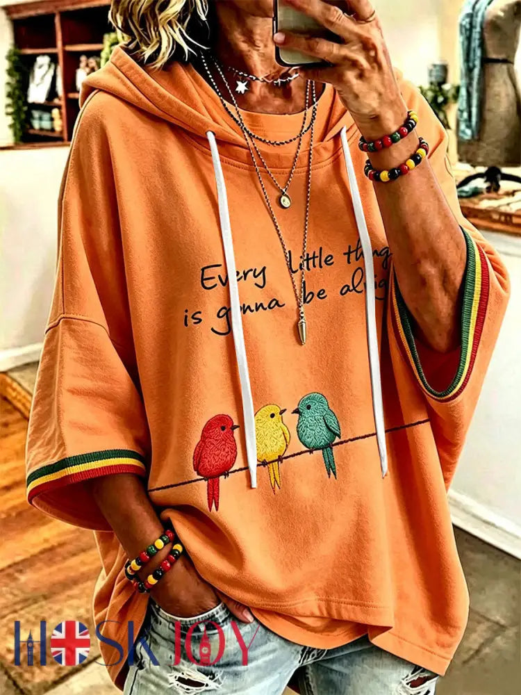 Women’s Every Little Thing Is Gonna Be All Right Hoodie - Orange / S