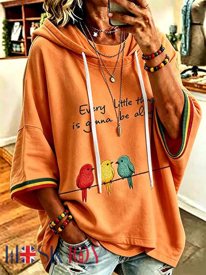 Women’s Every Little Thing Is Gonna Be All Right Hoodie - Orange / S