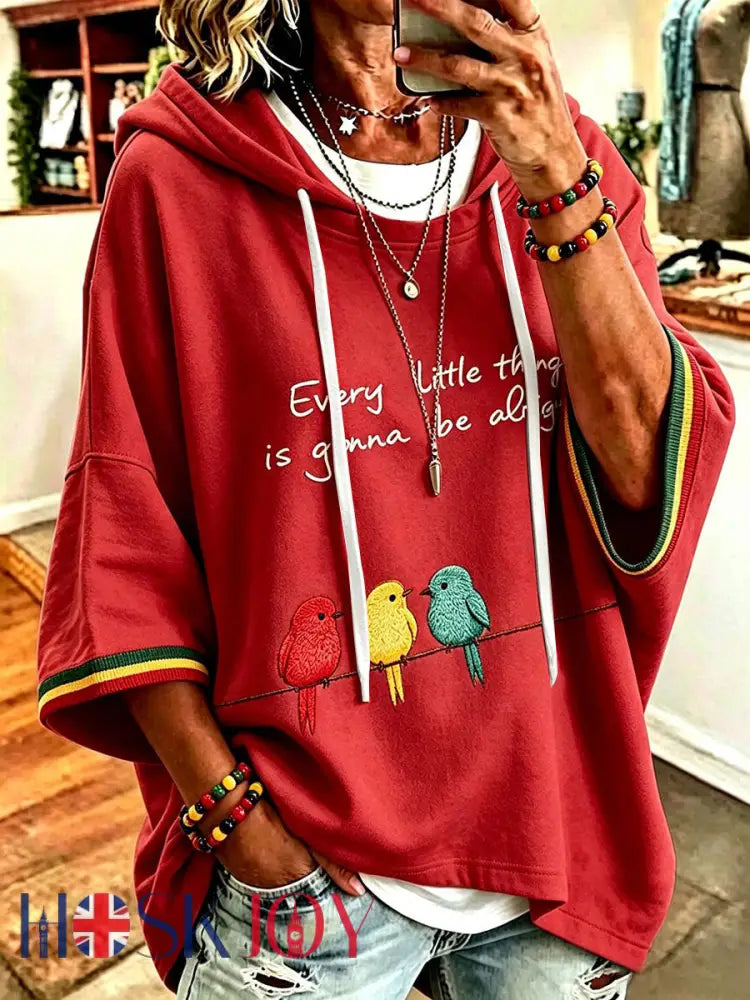 Women’s Every Little Thing Is Gonna Be All Right Hoodie - Red / S