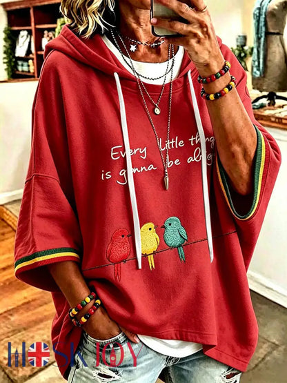 Women’s Every Little Thing Is Gonna Be All Right Hoodie - Red / S
