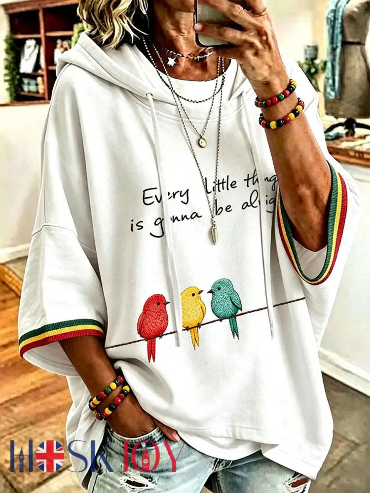Women’s Every Little Thing Is Gonna Be All Right Hoodie - White / S