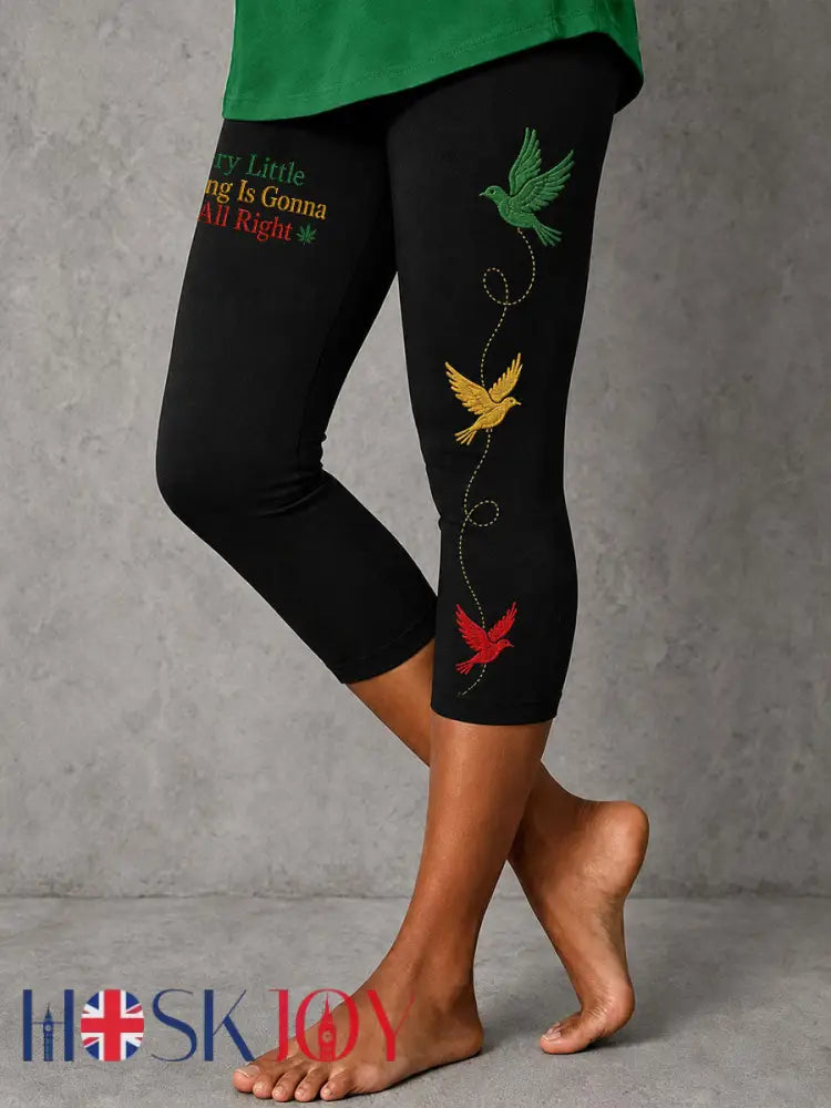 Women’s Every Little Thing Is Gonna Be All Right Stretch Leggings - Black / S