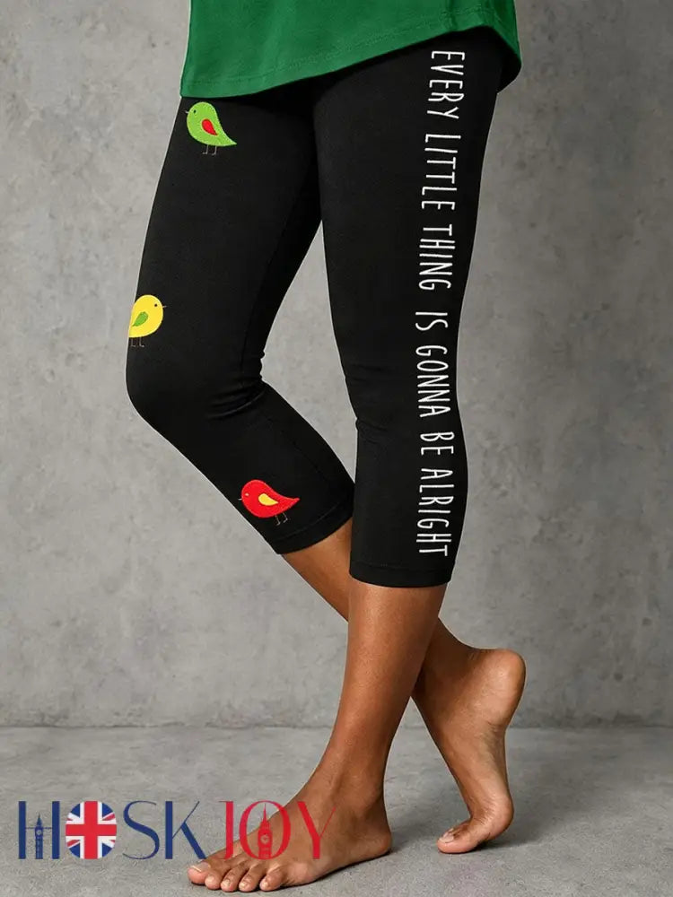 Women’s Every Little Thing Is Gonna Be All Right Stretch Leggings - Black / S