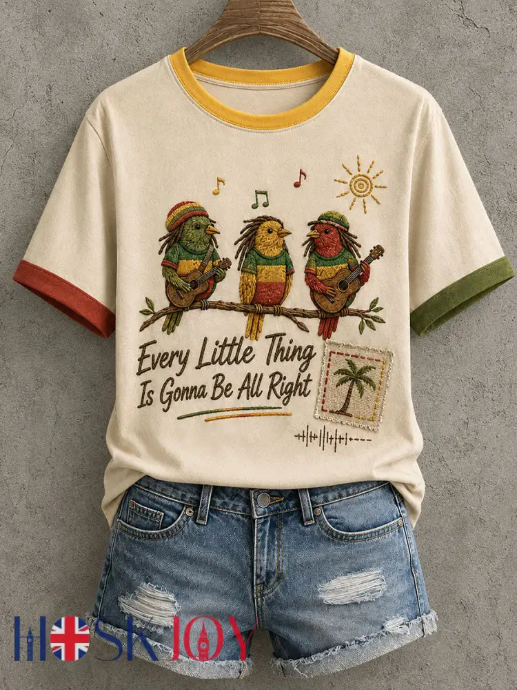Women’s Every Little Thing Is Gonna Be All Right T-shirt - Apricot / S