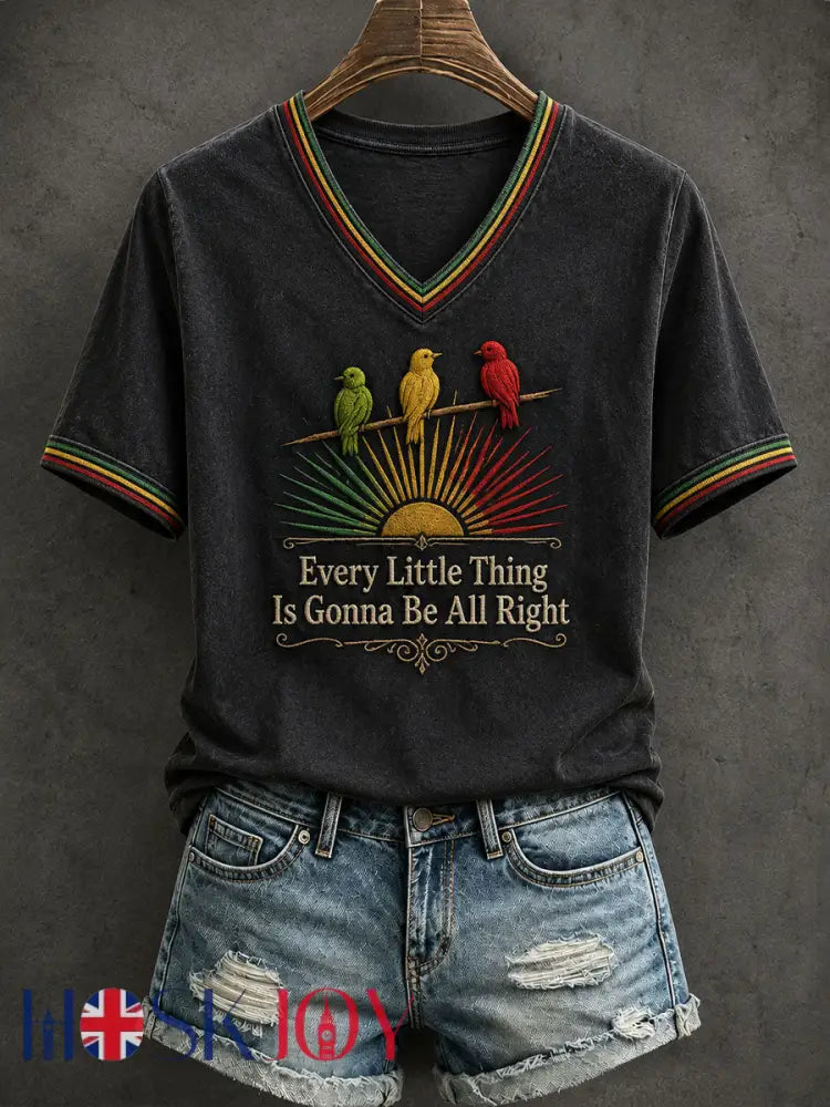 Women’s Every Little Thing Is Gonna Be All Right T-Shirt - Black / S