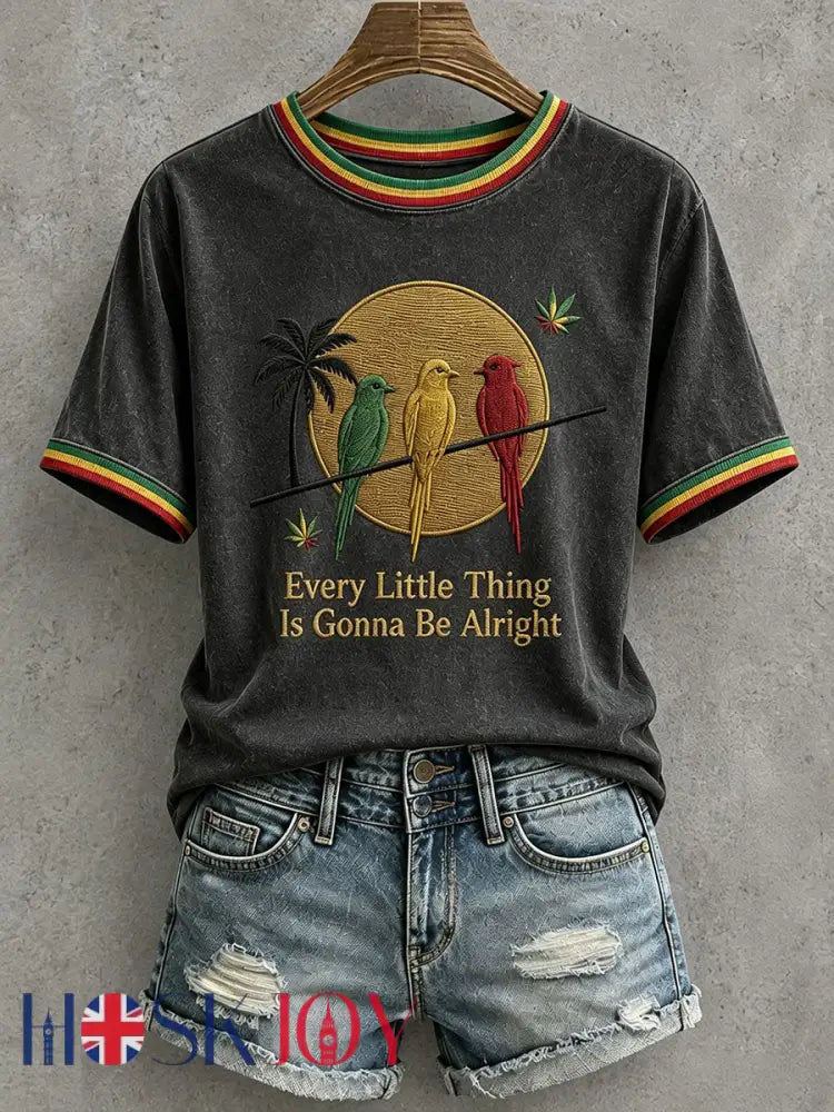 Women’s Every Little Thing Is Gonna Be All Right T-Shirt - Black / S