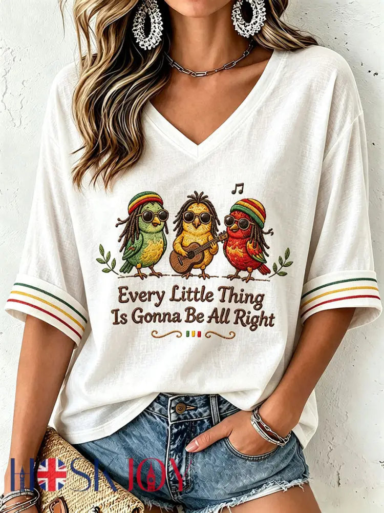 Women’s Every Little Thing Is Gonna Be All Right T-Shirt - Creamy-White / S