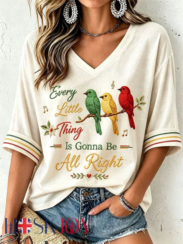 Women’s Every Little Thing Is Gonna Be All Right T-Shirt - Creamy-White / S