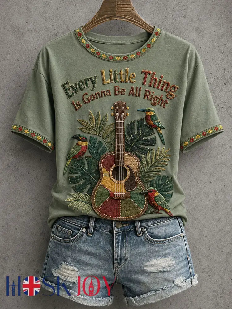 Women’s Every Little Thing Is Gonna Be All Right T-Shirt - Green / S