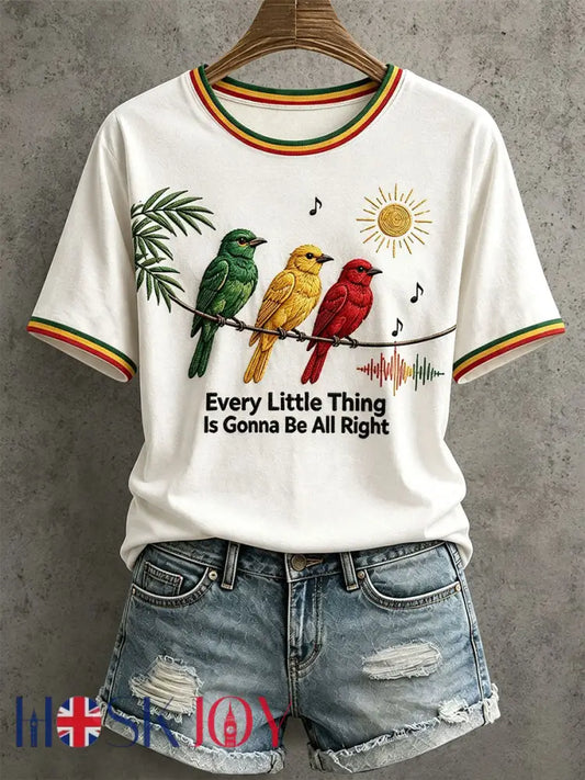 Women’s Every Little Thing Is Gonna Be All Right T-Shirt - White / S