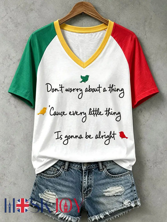 Women’s Every Little Thing Is Gonna Be All Right T-Shirt - White / S